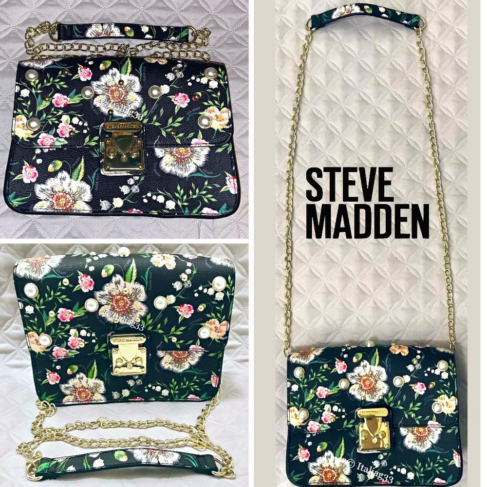 STEVE MADDEN Purse BSOPHIA $78 Flowers Pearl Beaded Handbag Multicolor NWOT